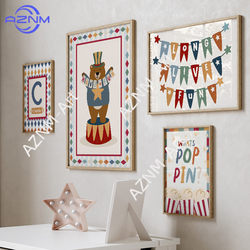 Baby Nursery Kids - Circus Bear Magician Dog Quote Wall