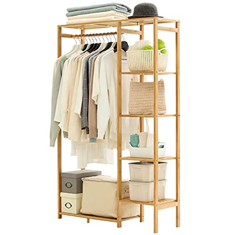 Closet Organizer Baby - Bamboo Clothing Rack with 6 Tier