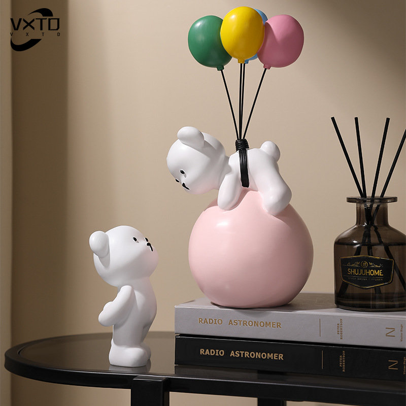 Baby Nursery Decor Boy - Nordic Balloon Flying Bear Rabbit Resin