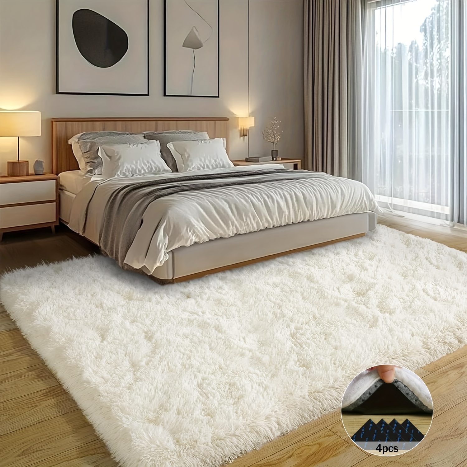 Baby Nursery Game - Off-White Soft Shaggy Non-Slip Rugs for