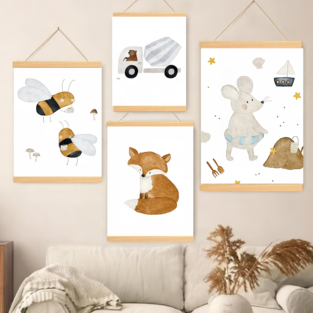 Baby Nursery Kids - Boho Cartoon Posters Print Bear Truck