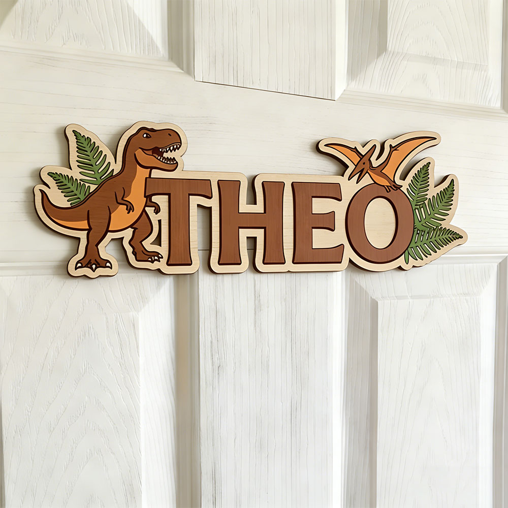 Baby Nursery Decor Boy - Personalized Dinosaur Name Sign for The