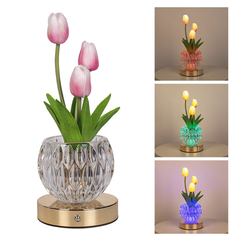 Baby Nursery Night Light - Artificial Tulip Flower Lamp, Remote Control