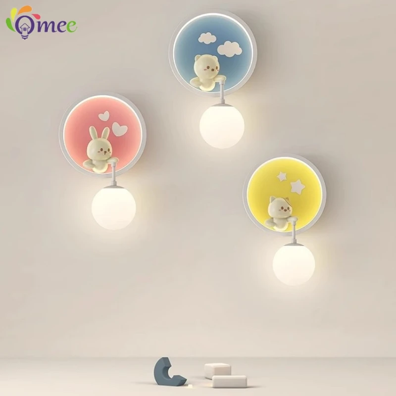 Baby Nursery Yellow Walls - Cute Girl Wall Lamps LED Pink