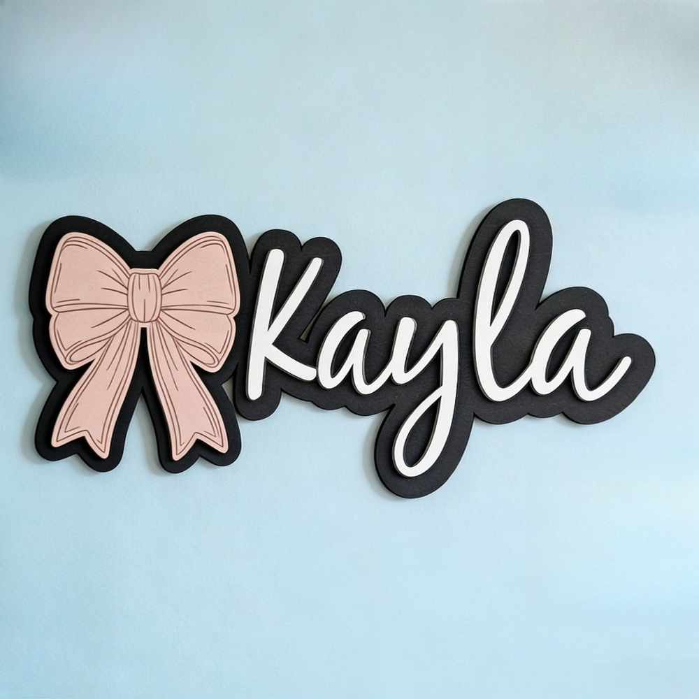 Baby Nursery Toy - Customizable Bow-Shaped Wooden Wall Plaque Baby
