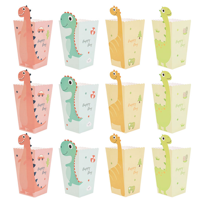 Baby Nursery Jungle Theme - 12pcs Cartoon Dinosaur Pop Corn Box