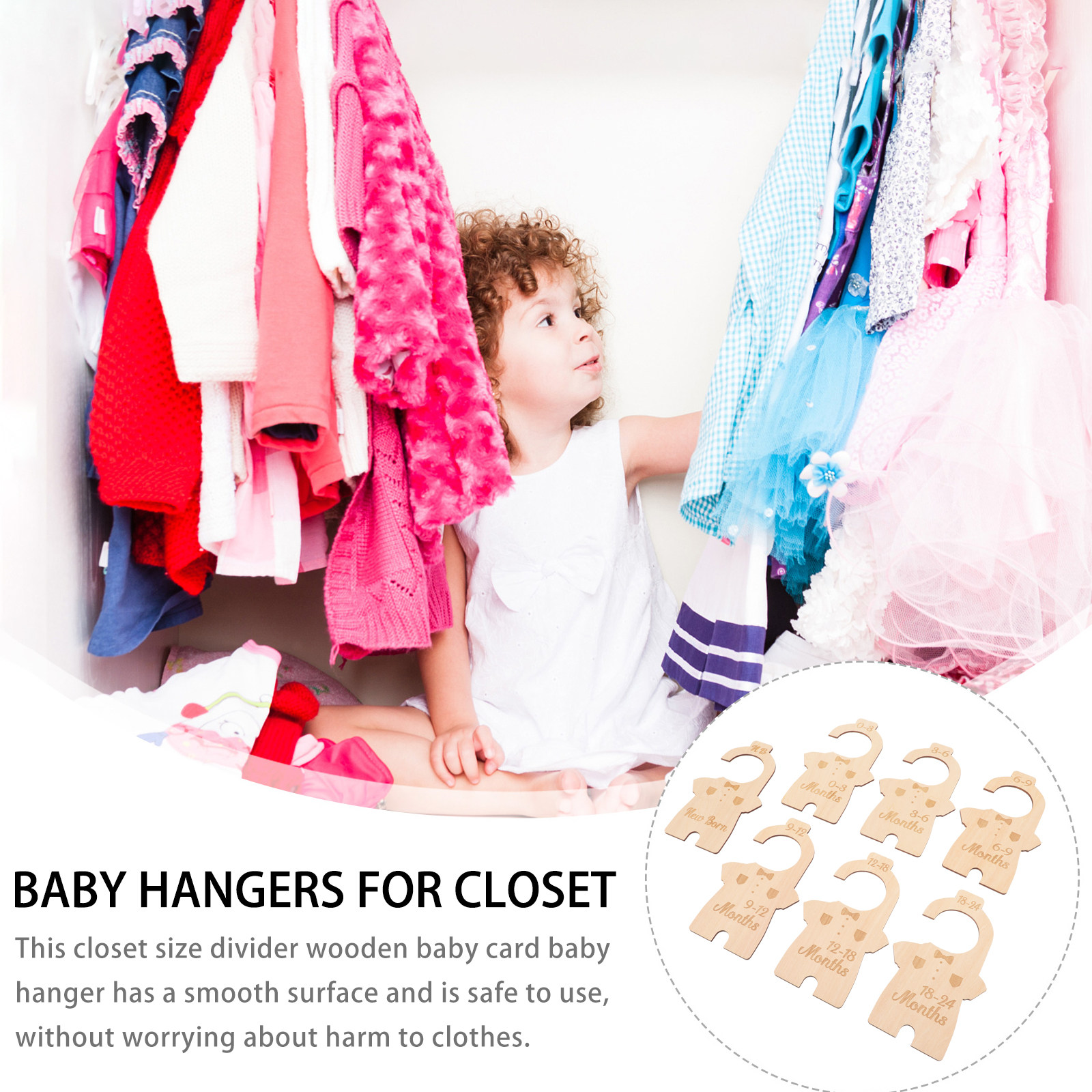 7Pcs Wooden Baby Clothes Size  - مراجعة Baby Nursery Closet Organization وسعره