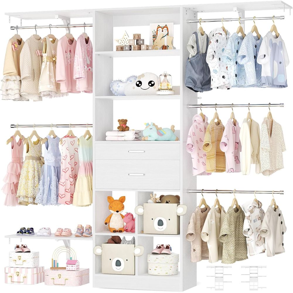 60 White Wooden Baby Closet Or - مراجعة Closet Organizer Baby وسعره
