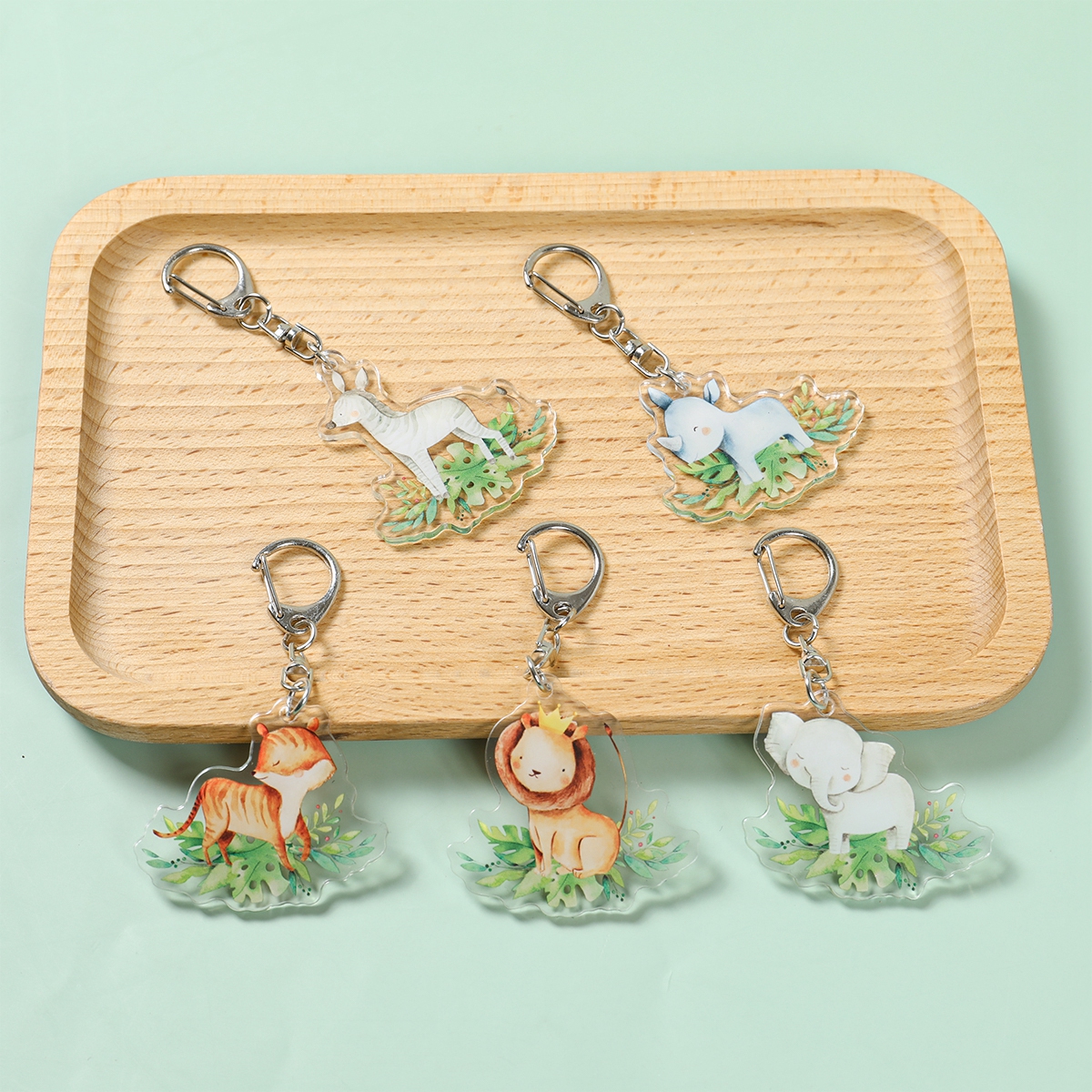 5pcs Jungle Animal Keychains S - مراجعة Baby Nursery Jungle Theme وسعره
