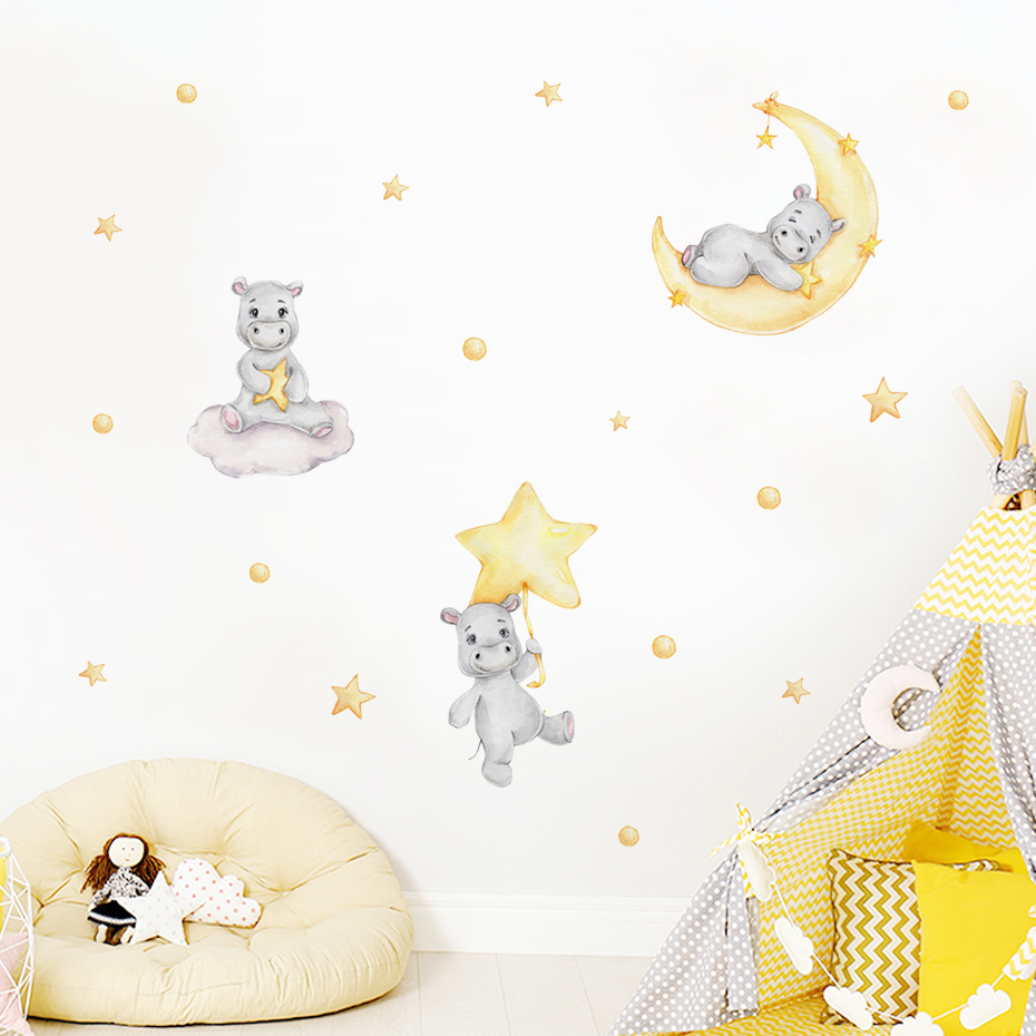 Boho Cartoon Cute Yellow Hippo - مراجعة Baby Nursery Yellow Walls وسعره