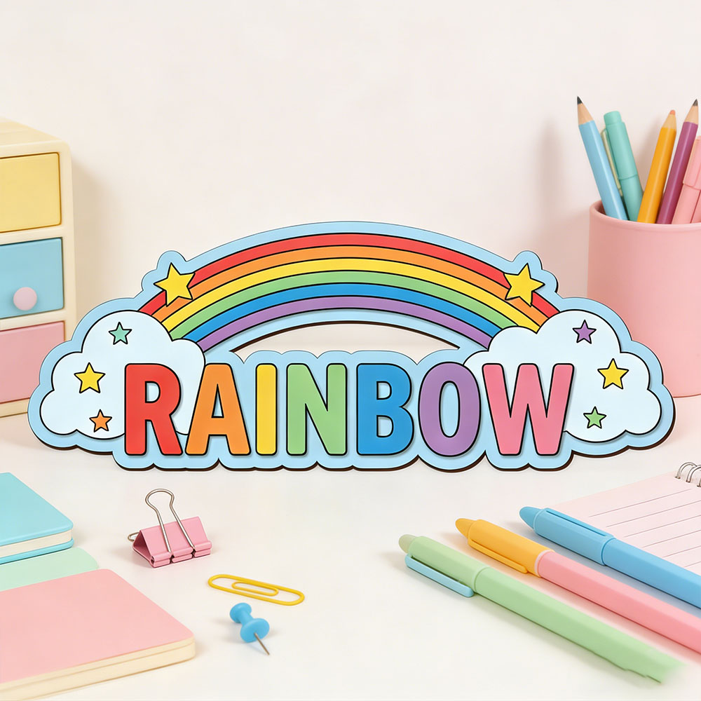 Custom Rainbow Cloud Star Name - مراجعة Baby Nursery Kids وسعره