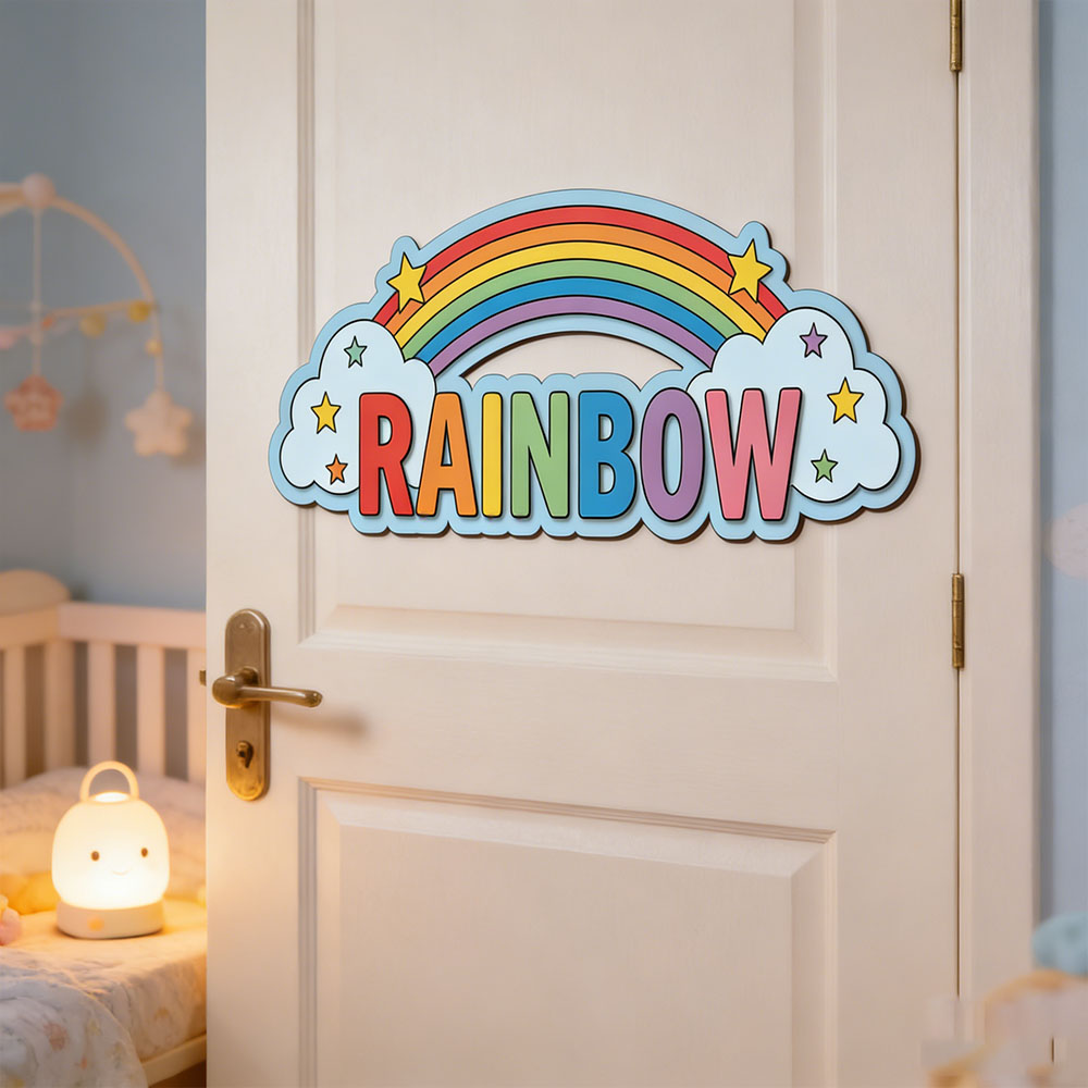 Custom Rainbow Cloud Star Name - مراجعة Baby Nursery Kids وسعره