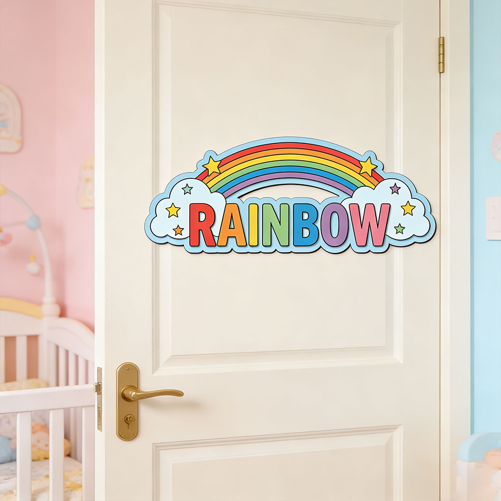 Custom Rainbow Cloud Star Name - مراجعة Baby Nursery Kids وسعره