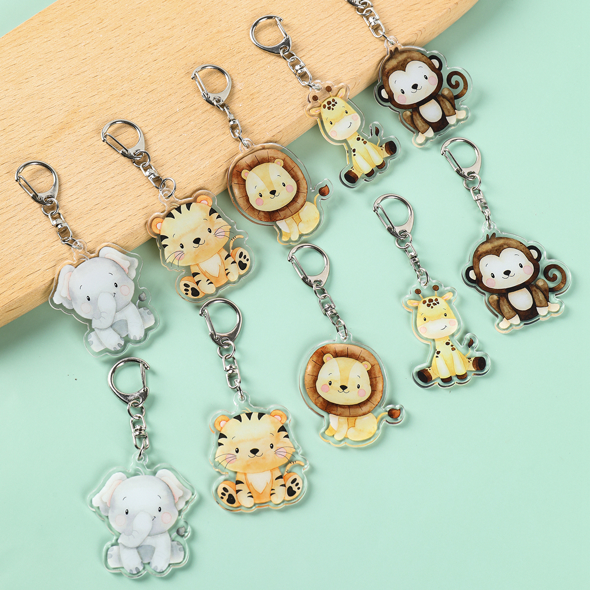 5pcs Jungle Animal Keychains S - مراجعة Baby Nursery Jungle Theme وسعره