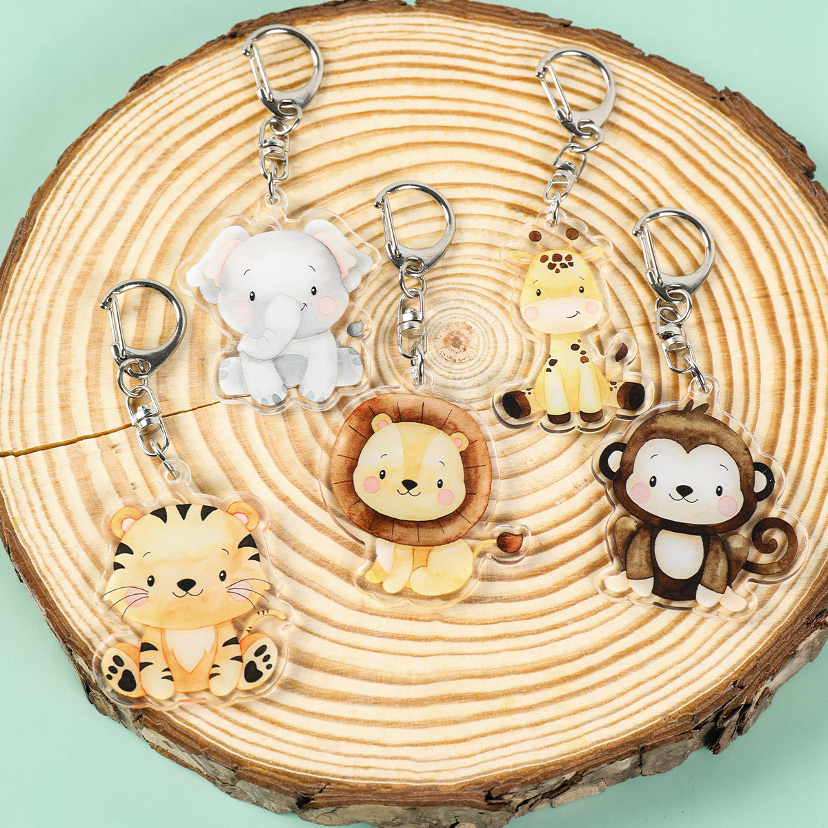 5pcs Jungle Animal Keychains S - مراجعة Baby Nursery Jungle Theme وسعره