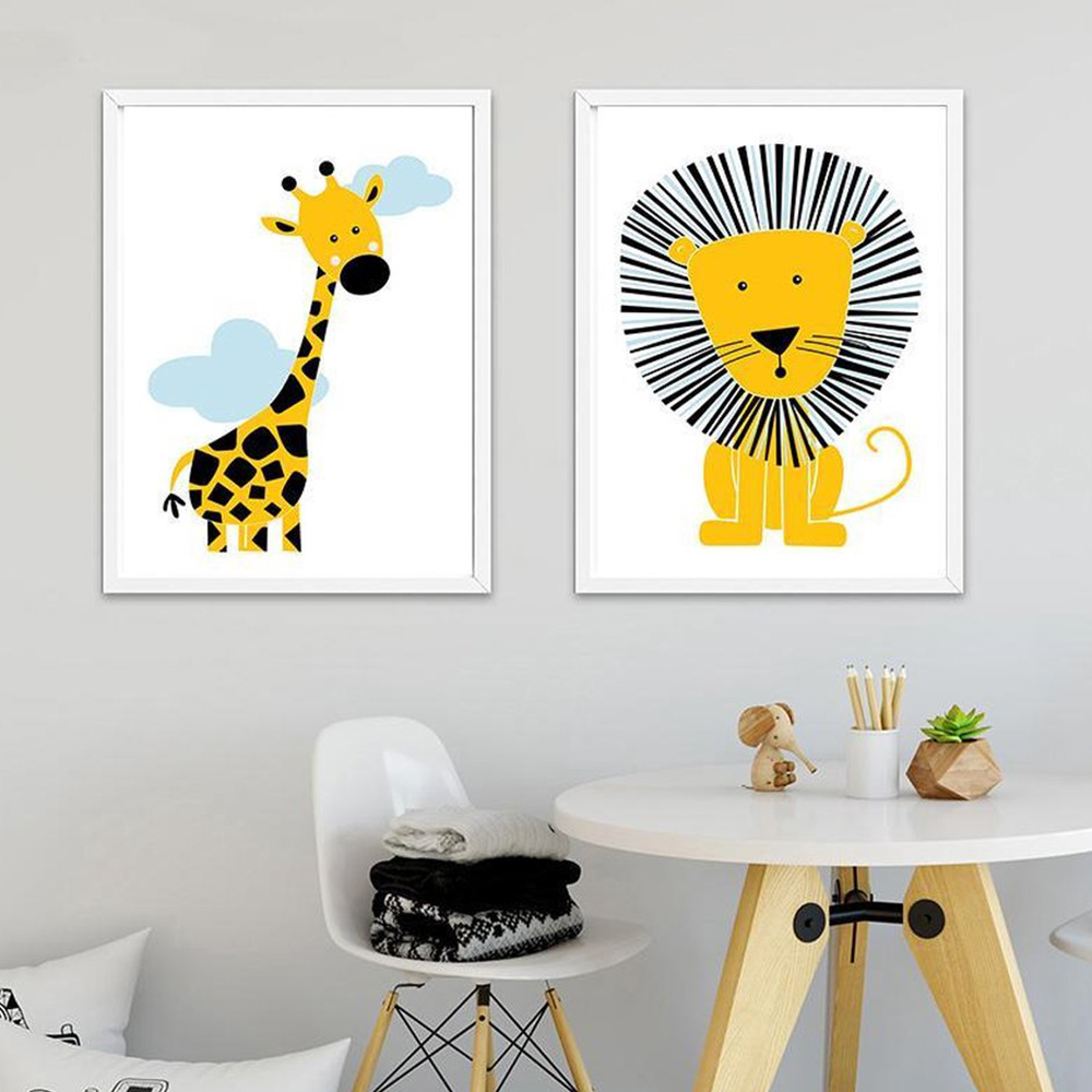Cartoon Animal Posters Yellow  - مراجعة Baby Nursery Yellow Walls وسعره