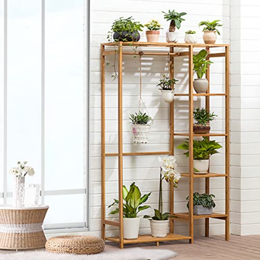 Bamboo Clothing Rack with 6 Ti - مراجعة Closet Organizer Baby وسعره