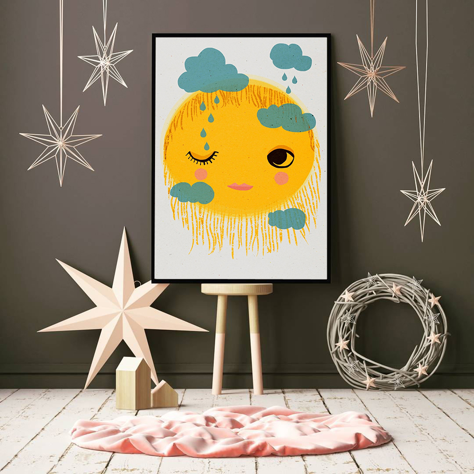 Cartoon Yellow Sun Cloud Nurse - مراجعة Baby Nursery Yellow Walls وسعره