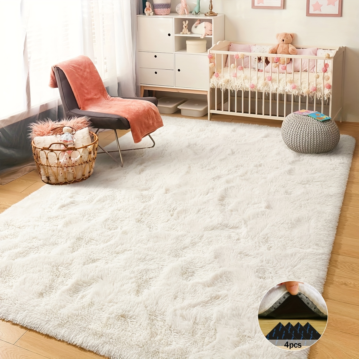 Off-White Soft Shaggy Non-Slip - مراجعة Baby Nursery Game وسعره