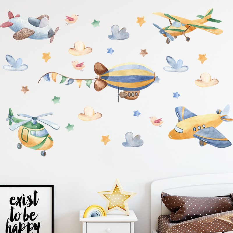 Cartoon Helicopter Aircraft Fi - مراجعة Baby Nursery Decor Boy وسعره