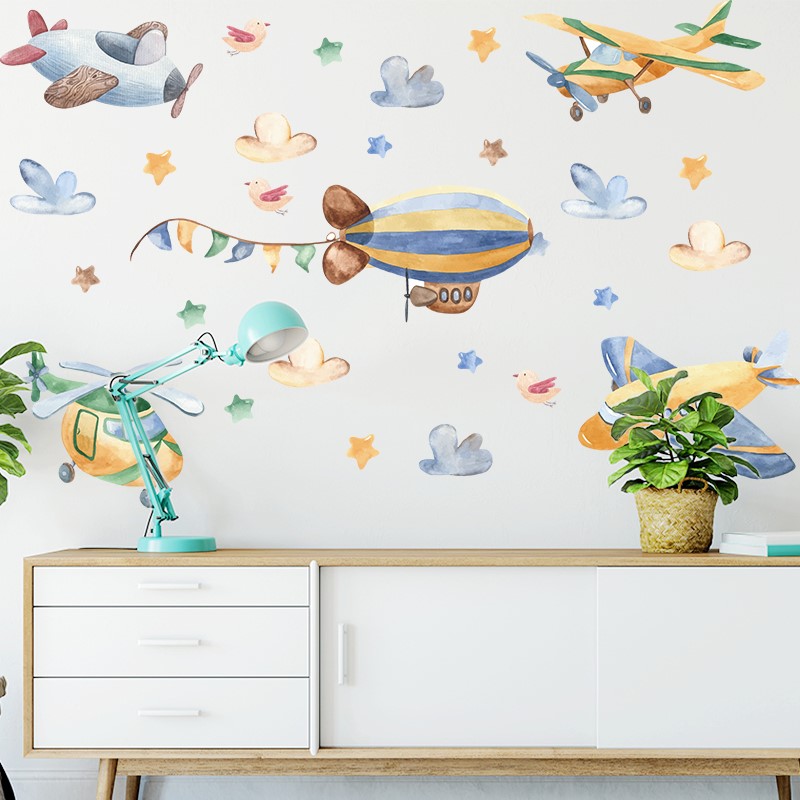 Cartoon Helicopter Aircraft Fi - مراجعة Baby Nursery Decor Boy وسعره