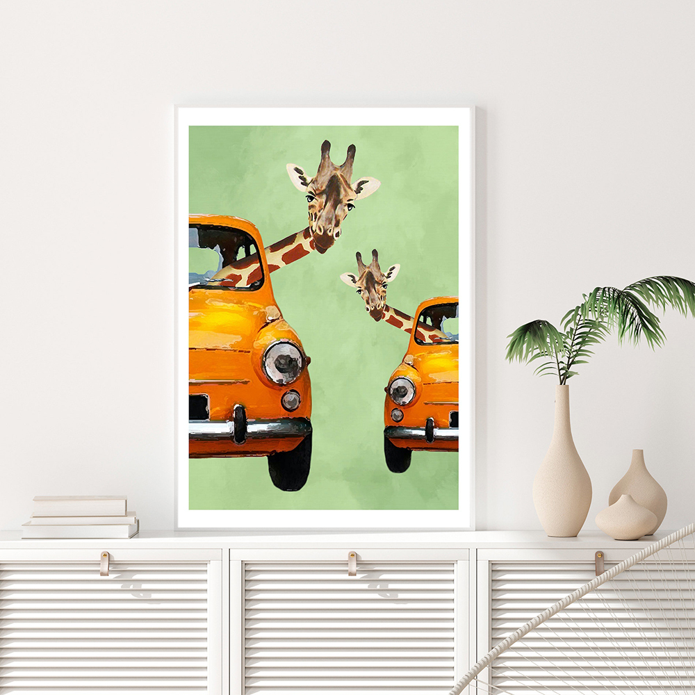 Giraffes In Yellow Cars Cartoo - مراجعة Baby Nursery Yellow Walls وسعره