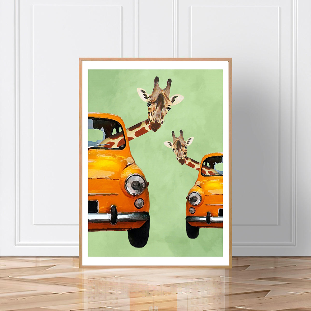 Giraffes In Yellow Cars Cartoo - مراجعة Baby Nursery Yellow Walls وسعره