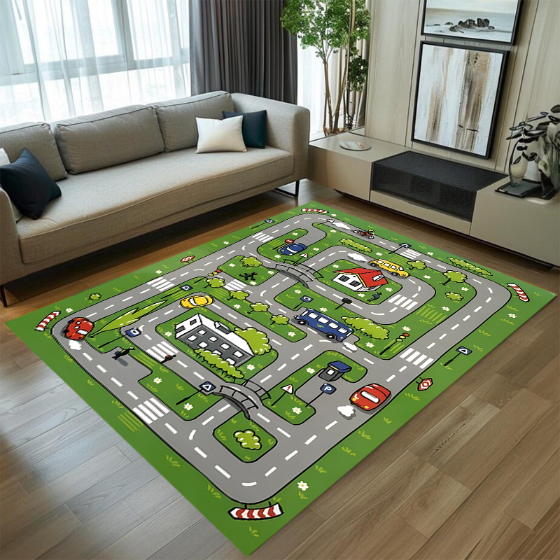 Cute Car Track Play Rug Green  - مراجعة Baby Nursery Game وسعره