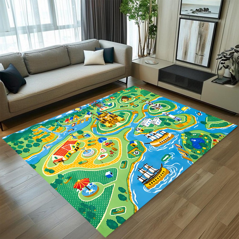 Cute Car Track Play Rug Green  - مراجعة Baby Nursery Game وسعره