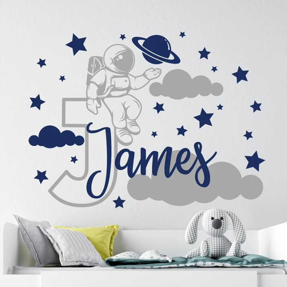 Custom Name Cartoon Space Astr - مراجعة Baby Nursery Decor Boy وسعره