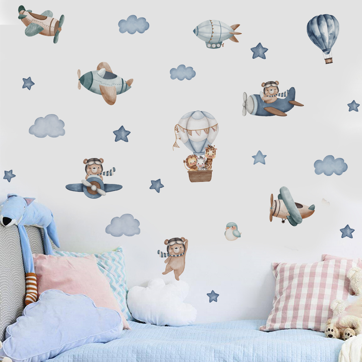 Watercolor Animals Hot Air Bal - مراجعة Baby Nursery Decor Boy وسعره