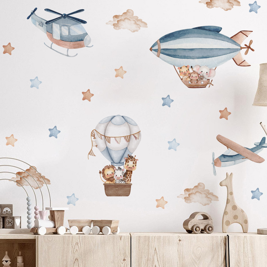 Watercolor Animals Hot Air Bal - مراجعة Baby Nursery Decor Boy وسعره