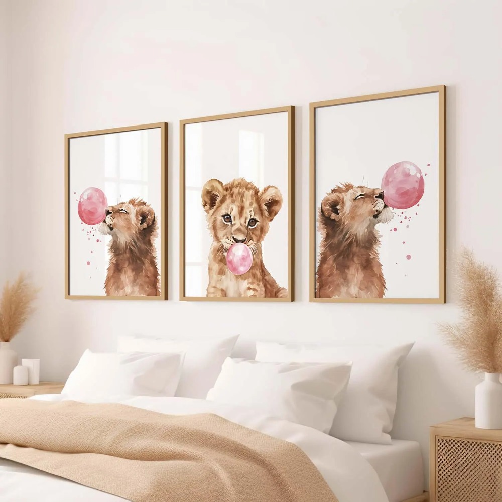 Lion Cub Nursery Wall Art Set  - مراجعة Baby Nursery Jungle Theme وسعره