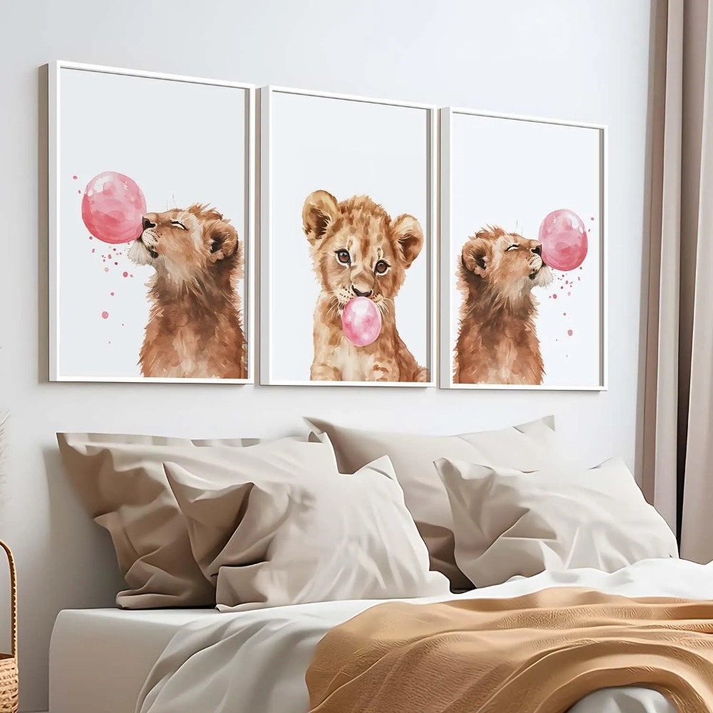 Lion Cub Nursery Wall Art Set  - مراجعة Baby Nursery Jungle Theme وسعره