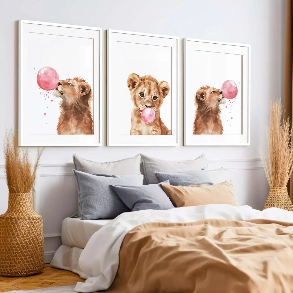 Lion Cub Nursery Wall Art Set  - مراجعة Baby Nursery Jungle Theme وسعره