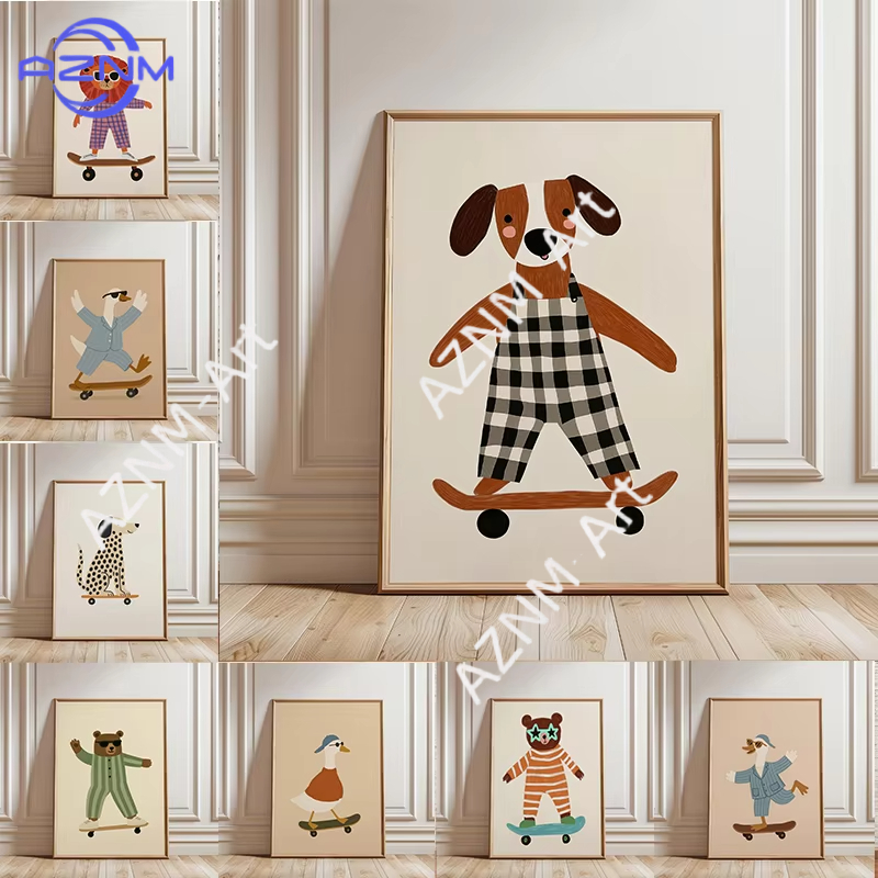 1PC Funny Animal Skateboarding - مراجعة Baby Nursery Home وسعره