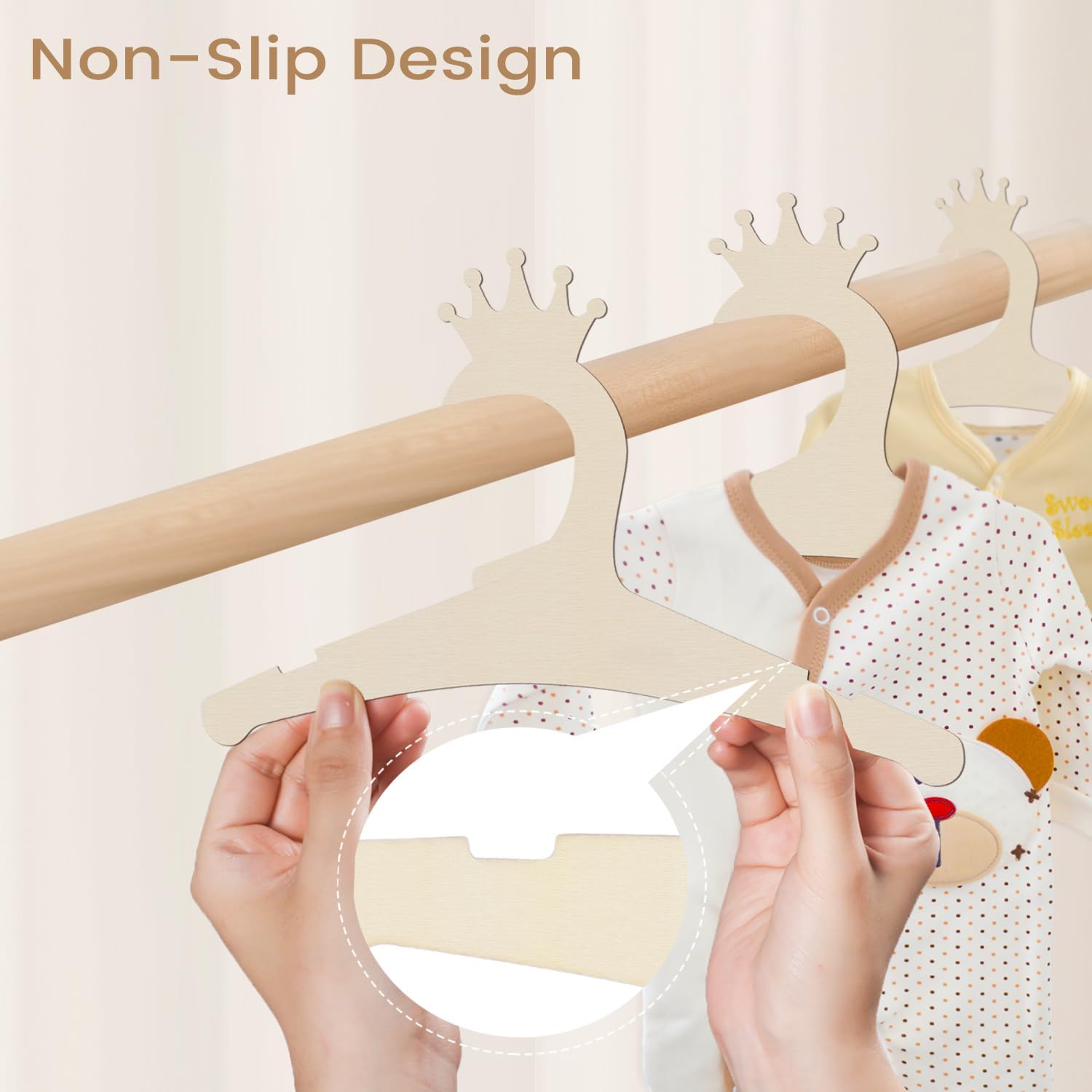 Wooden Baby Hangers 9 Inch, Cu - مراجعة Baby Nursery Kids وسعره