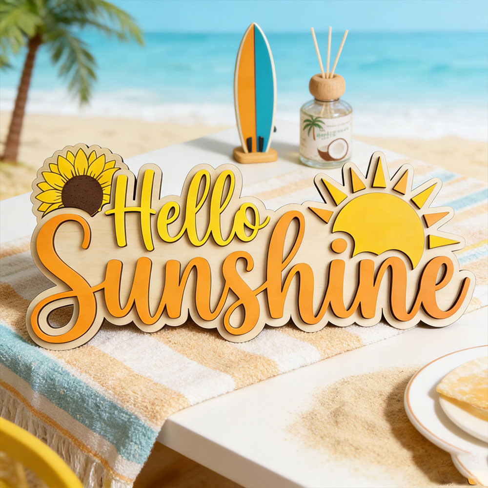 Hello Sunshine 3D Wooden Sign  - مراجعة Baby Nursery Toy وسعره