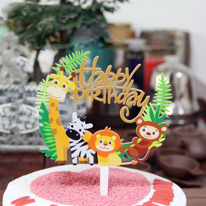 1pc Forest Animal Cake Topper  - مراجعة Baby Nursery Jungle Theme وسعره