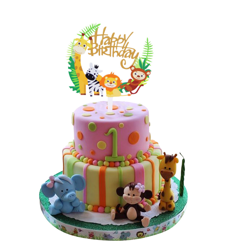 1pc Forest Animal Cake Topper  - مراجعة Baby Nursery Jungle Theme وسعره