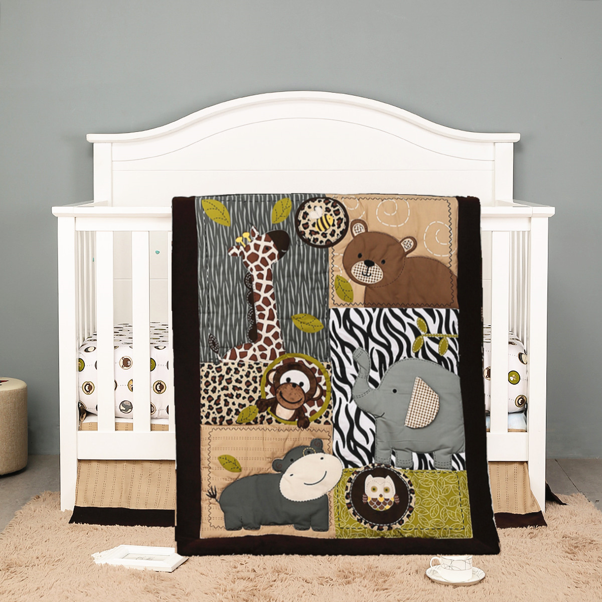 3Pcs Embroidered Newborn Baby  - مراجعة Baby Nursery Jungle Theme وسعره