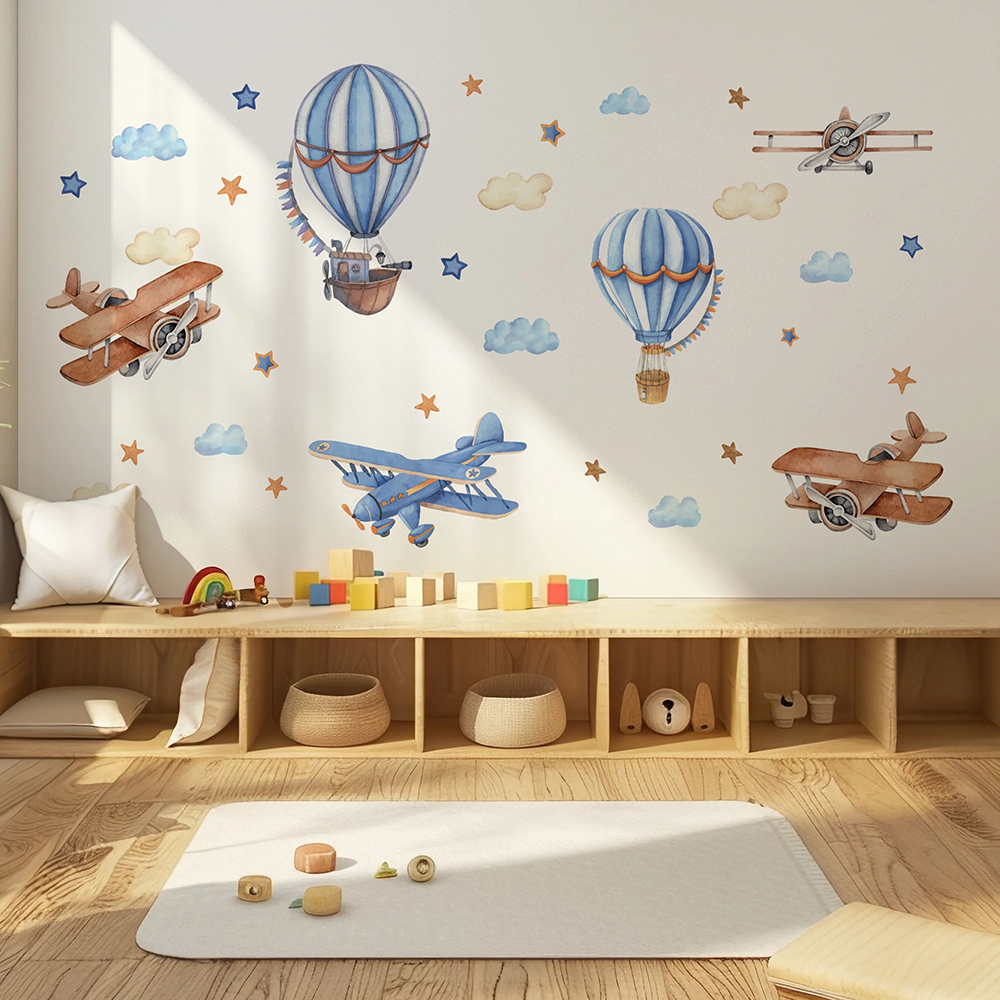 Cartoon Airplanes Hot Airballo - مراجعة Baby Nursery Decor Boy وسعره